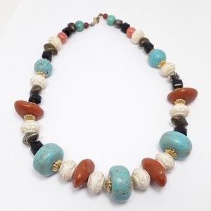 Faux Turquoise Coral Beaded Necklace.